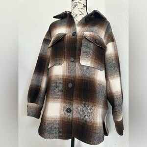 H&M Plaid Brown and Cream Women's Flannel